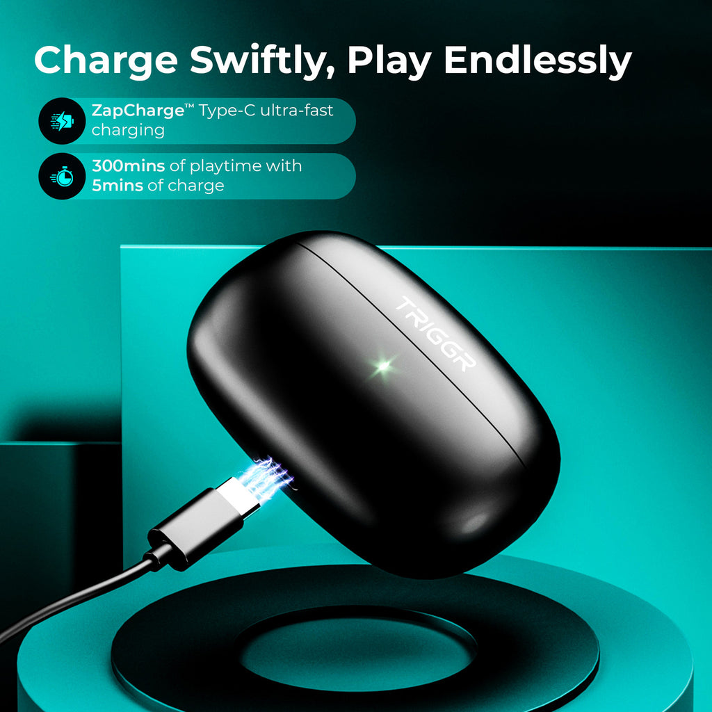Triggr Ultrabuds N1 Neo ENC Wireless Earbuds | 40H Playback | 13mm Bass Drivers | Fast Charging | Bluetooth 5.3 Black