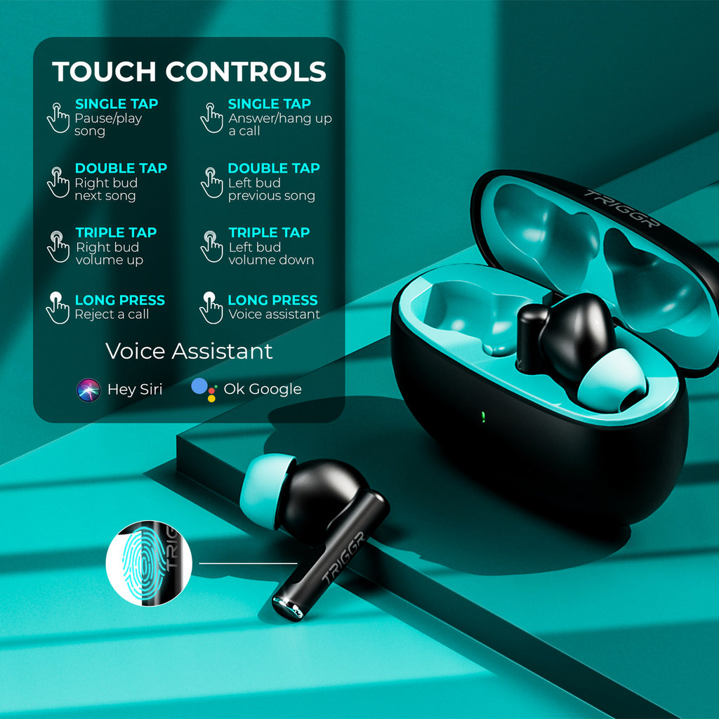 Triggr Ultrabuds N1 Neo ENC Wireless Earbuds | 40H Playback | 13mm Bass Drivers | Fast Charging | Bluetooth 5.3 Black