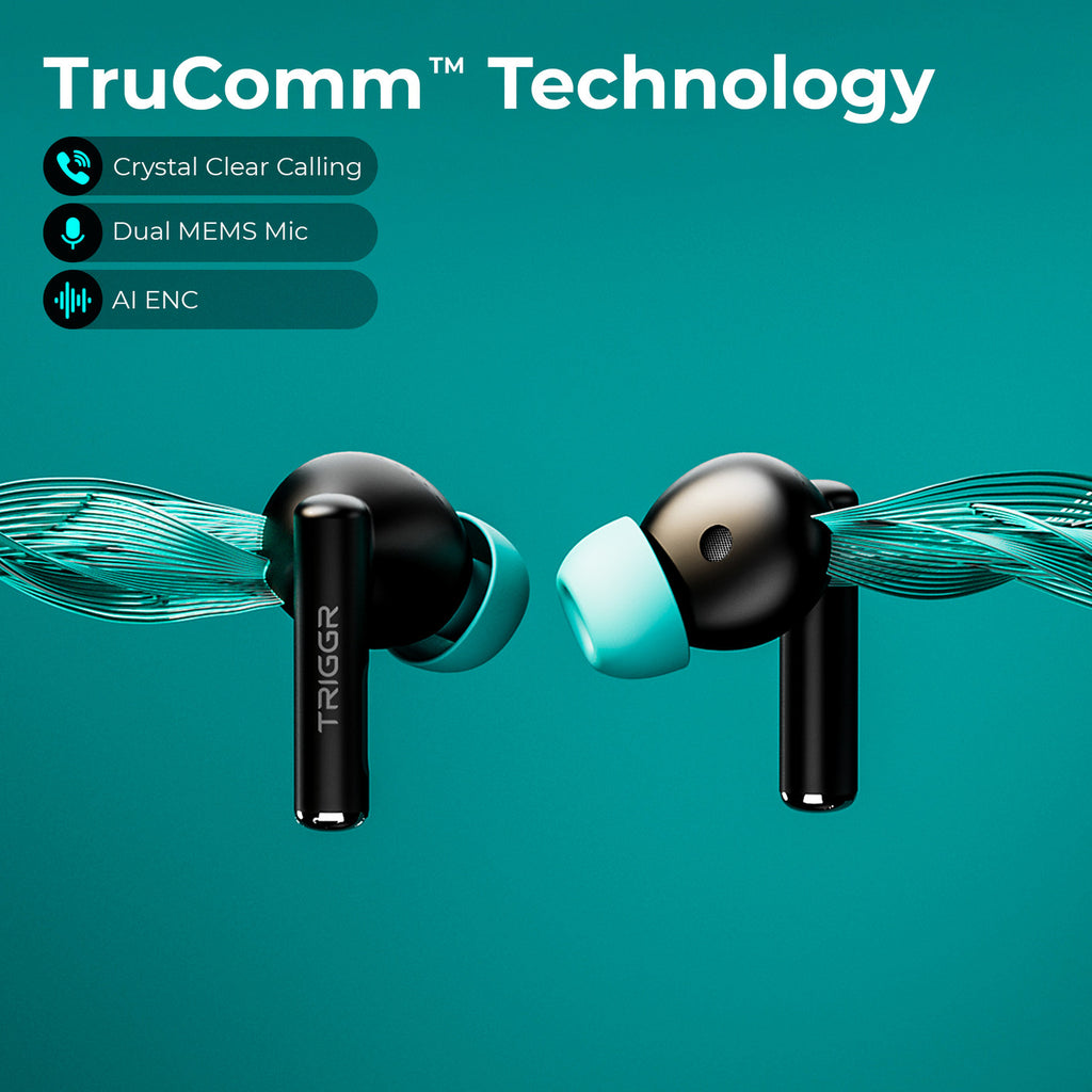 Triggr Ultrabuds N1 Neo ENC Wireless Earbuds | 40H Playback | 13mm Bass Drivers | Fast Charging | Bluetooth 5.3 Black