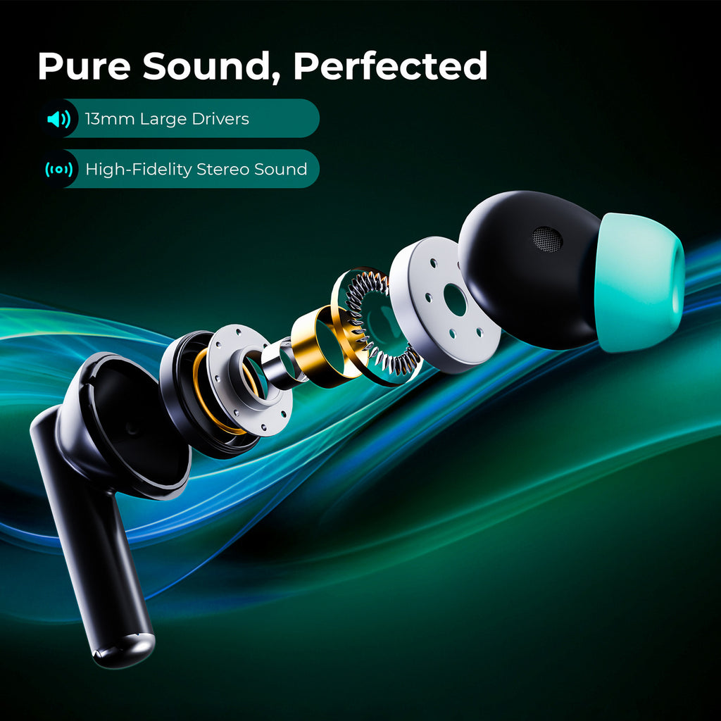 Triggr Ultrabuds N1 Neo ENC Wireless Earbuds | 40H Playback | 13mm Bass Drivers | Fast Charging | Bluetooth 5.3 Black