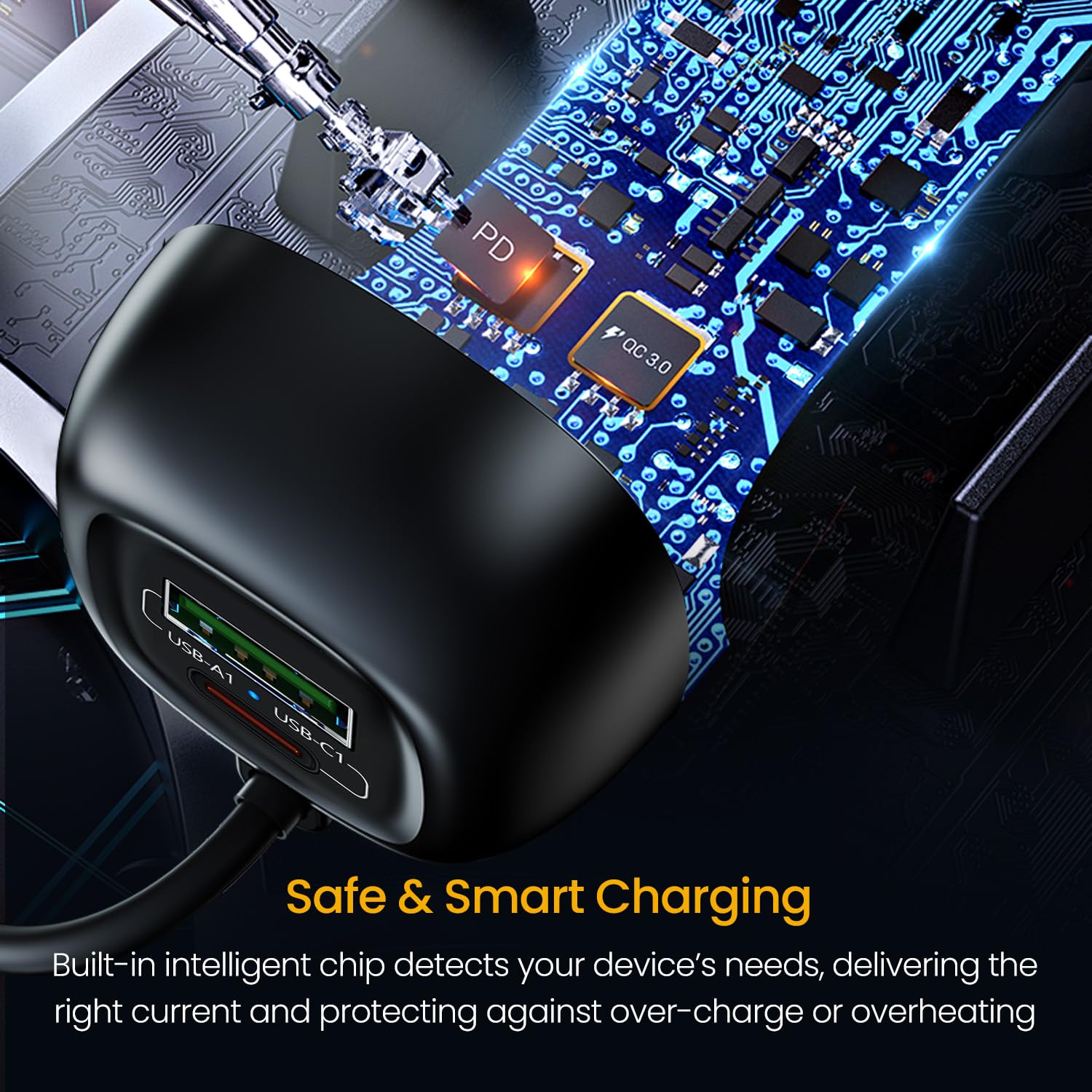 Portronics Car Power Trail 111W Car Charger, 4 Port Fast Car Charger