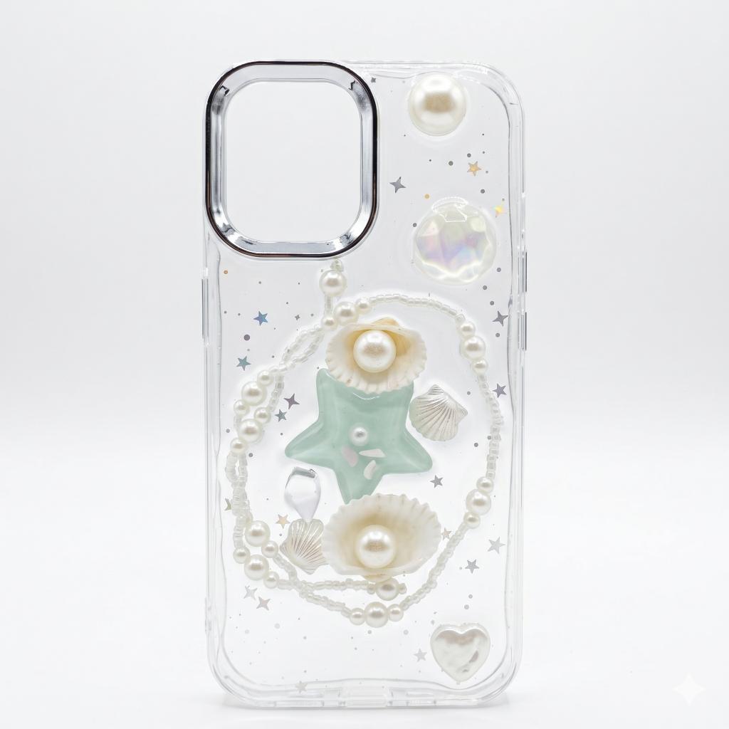 Premium Ocean Pearl Aesthetic Back Cover (Transparent)