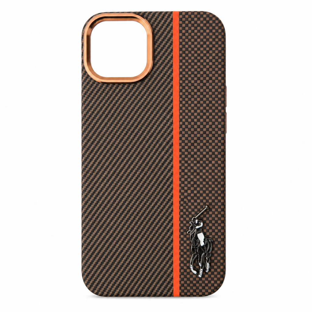 Premium Carbon Fiber Leather Texture Case  with Metal Polo Logo