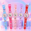 Kids Cartoon Cat Digital Watch with Colourful Printed Strap – 5 Colours
