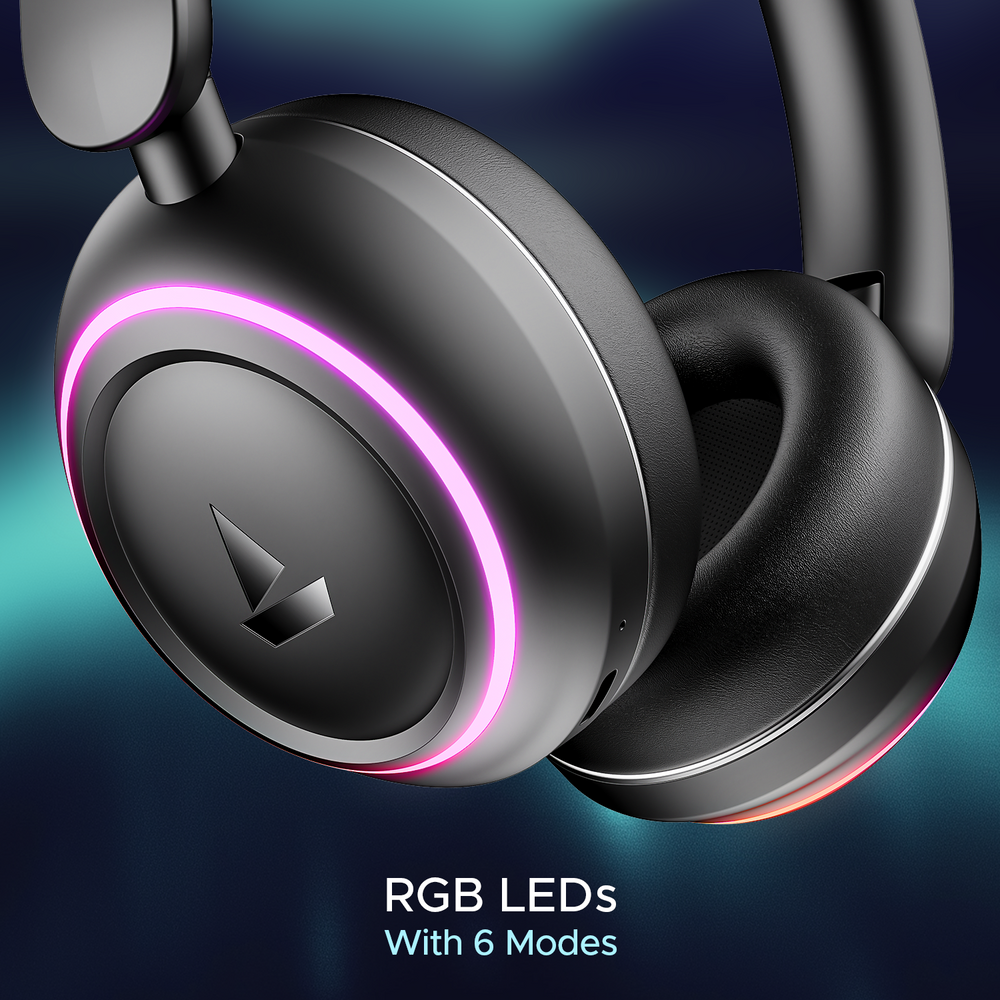 boAt Rockerz 480 w/ Beast Mode, RGB LEDs(6 Light Modes), 60HRS Playback & ENx Tech Bluetooth Headset (Black Sabre, On the Ear)