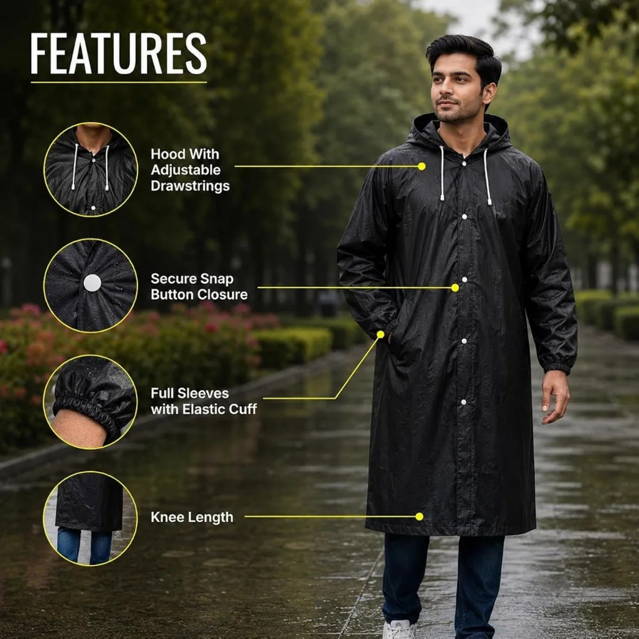 Premium Waterproof Hooded Poncho Raincoat for Men & Women