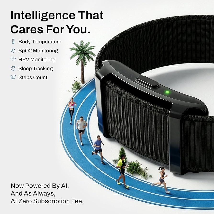 Pebble Newly Launched Qore 2 Premium Metal Fitness Band | 45 Days Battery Life, Heart Rate, SpO2, HRV & Body Temp Monitor, Sleep Tracker, AI Health Analysis, Smart Notifications (Cosmic Black)