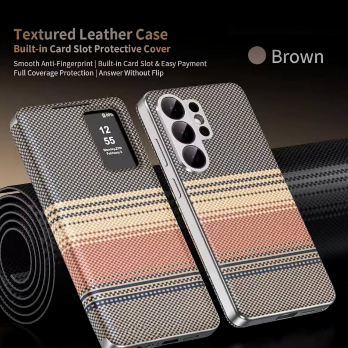 Smart View Flip Wallet Cover for Samsung Galaxy S25 Ultra & S26 Ultra
