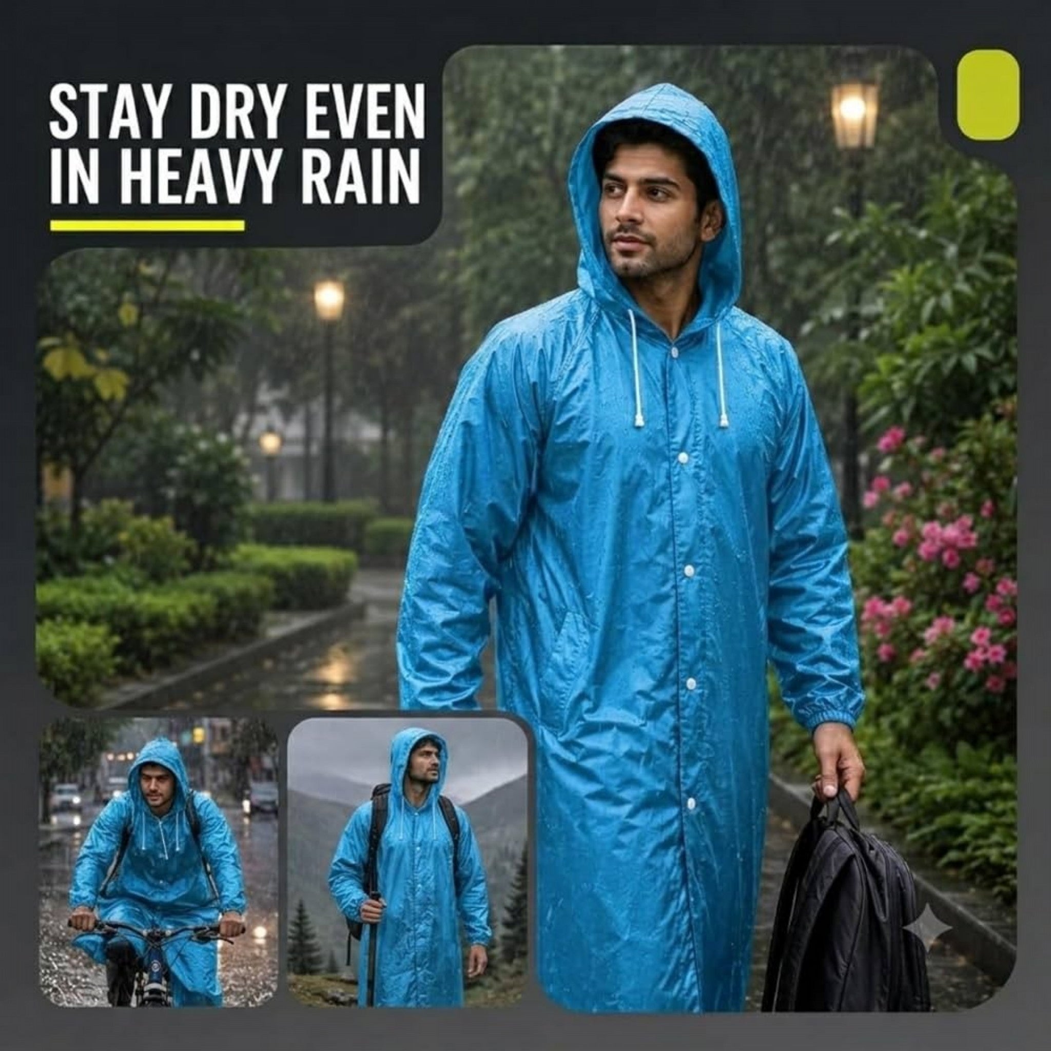 Premium Waterproof Hooded Poncho Raincoat for Men & Women