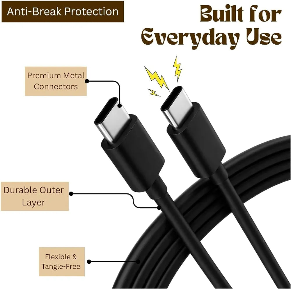 Fast Charging USB-C to USB-C Cable - 1 Meter Black