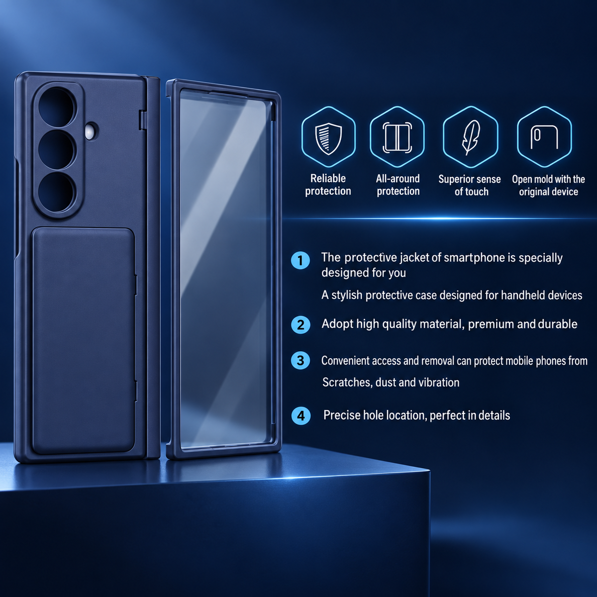 Samsung Galaxy Z Fold8 Ultra Full-Cover Case with Crystal Front & Card Holder