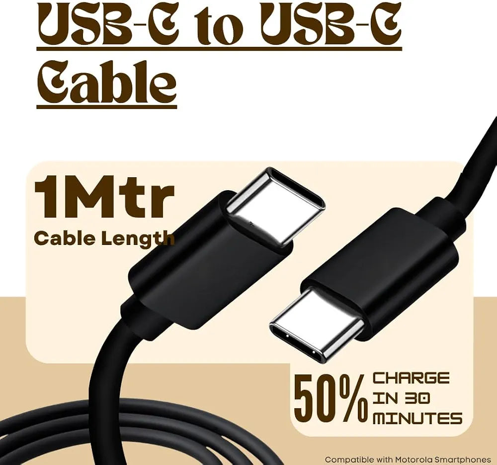 Fast Charging USB-C to USB-C Cable - 1 Meter Black
