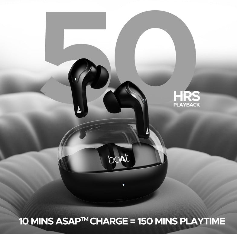 boAt Airdopes 311 Pro w/ 50 HRS Playback, ASAP Charge & Dual Mics ENx Technology Bluetooth Headset (Active Black, True Wireless)