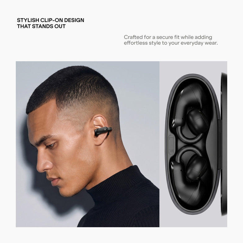 boAt Airdopes Clip OWS Earbuds,Clip-On Fit,Air-Conduction Tech,42H Battery,ENx,BTv6.0 Bluetooth Headset (Noir Black, True Wireless)