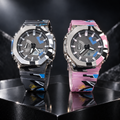 Analog-Digital Sports Watch with Transparent Printed Strap – 2 Colours