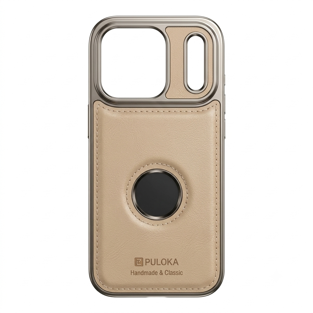 PULOKA Classic Series Premium Leather Case with Logo Display Cutout & Metal Camera Protection