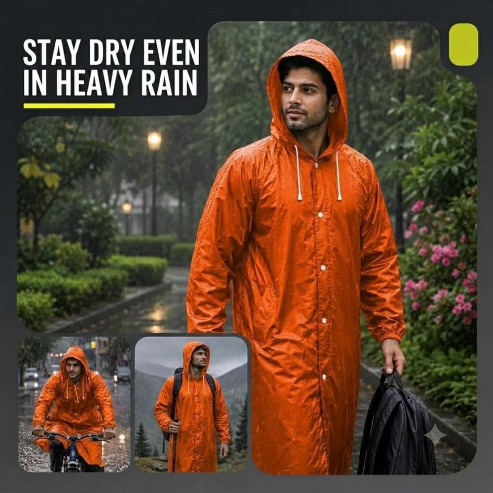 Premium Waterproof Hooded Poncho Raincoat for Men & Women