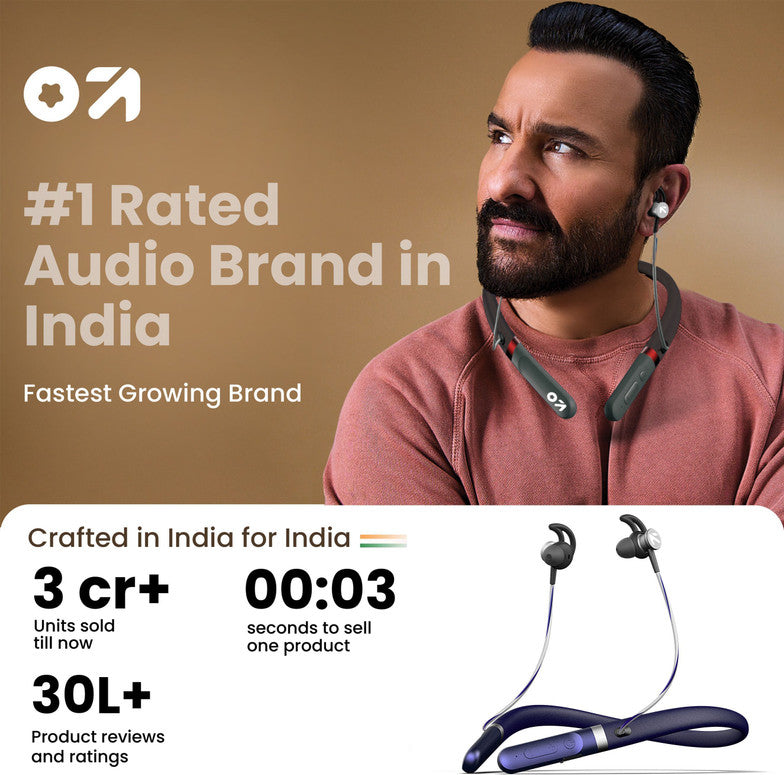 GOBOULT Fcharge with 40H Battery, ENC Mic, Fast Charging, Fast Pairing Bluetooth Headset (Blue, In the Ear)