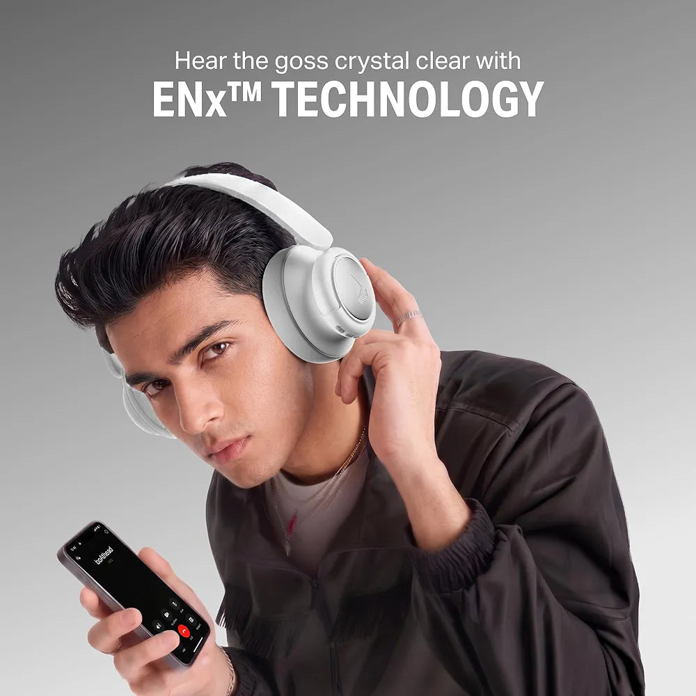 boAt 2026 Launch Rockerz Plus 450 ANC w/ 40dB Hybrid ANC, Spatial Audio, 80H Battery, ENx™ Tech, (~40ms) Beast™ Mode, Voice Assistant, ASAP™ Charge, BTv6.0, Wireless Headphones with Mic (White Sabre)