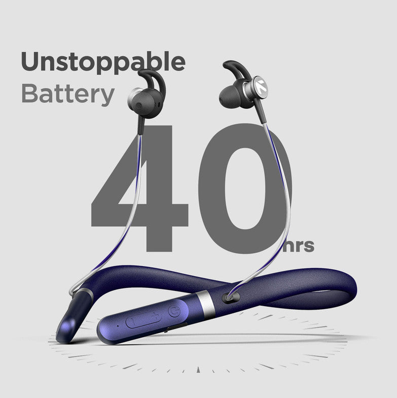 GOBOULT Fcharge with 40H Battery, ENC Mic, Fast Charging, Fast Pairing Bluetooth Headset (Blue, In the Ear)