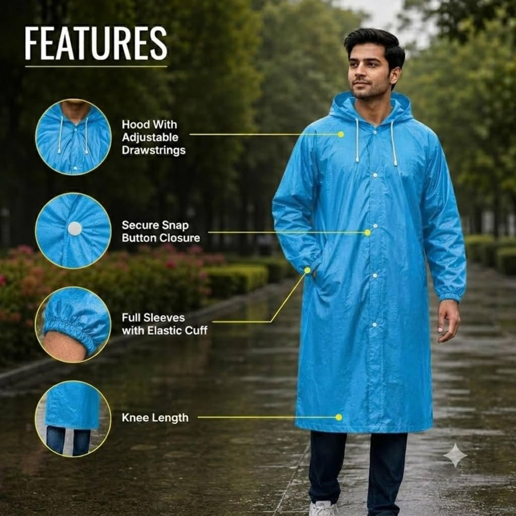 Premium Waterproof Hooded Poncho Raincoat for Men & Women