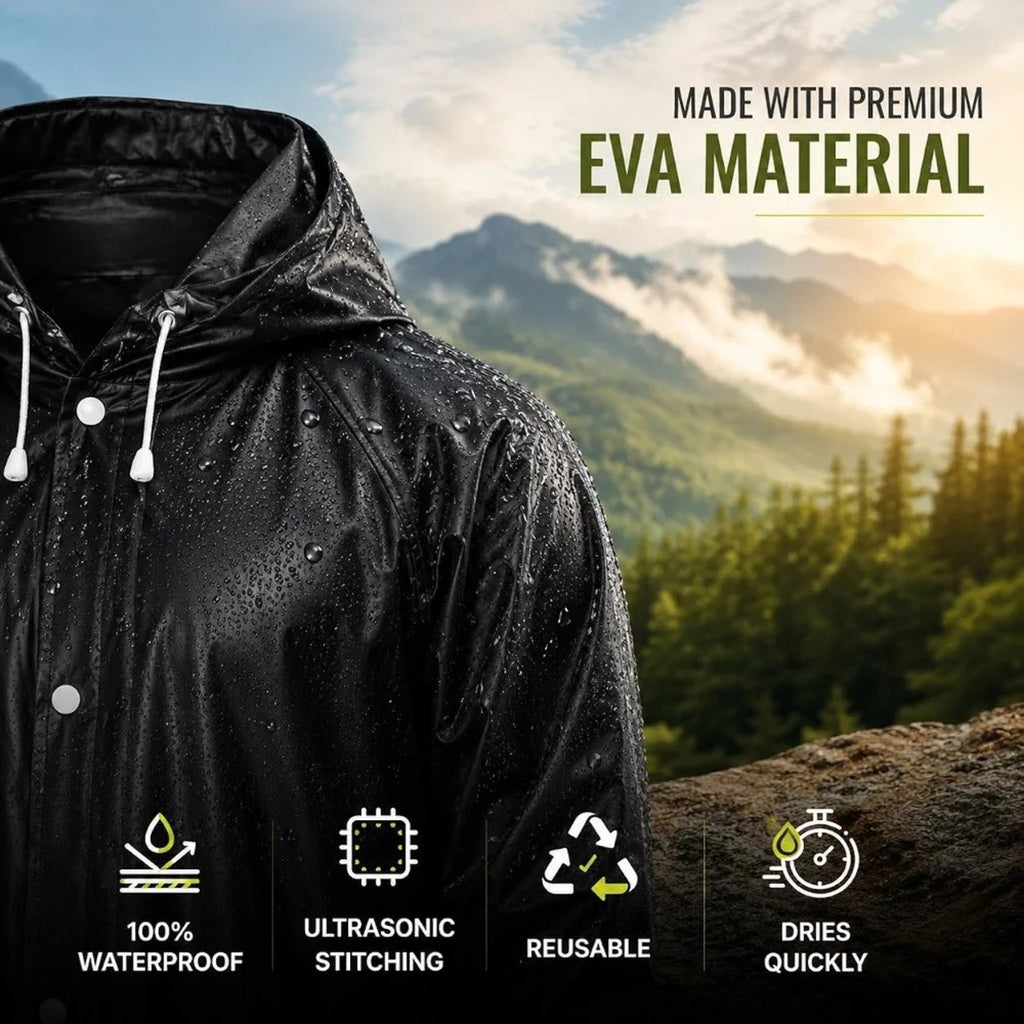 Premium Waterproof Hooded Poncho Raincoat for Men & Women