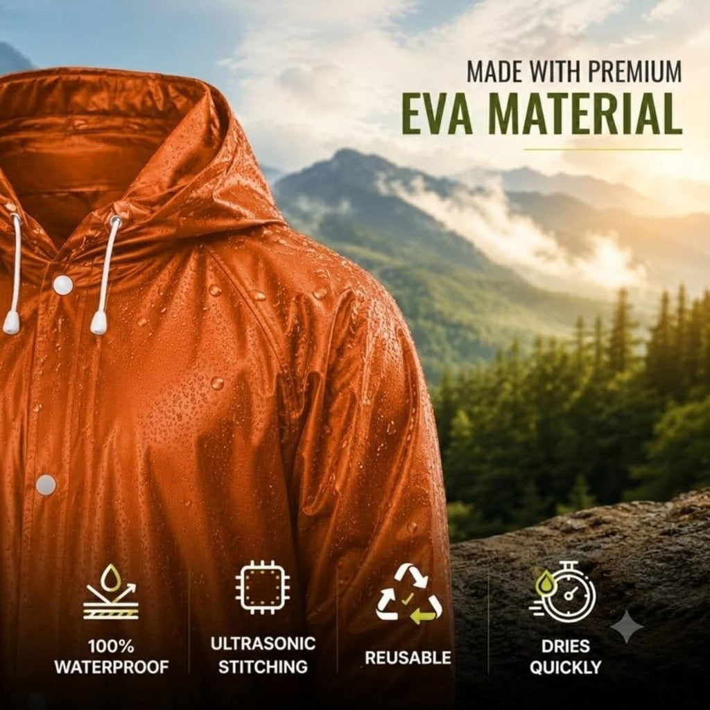Premium Waterproof Hooded Poncho Raincoat for Men & Women