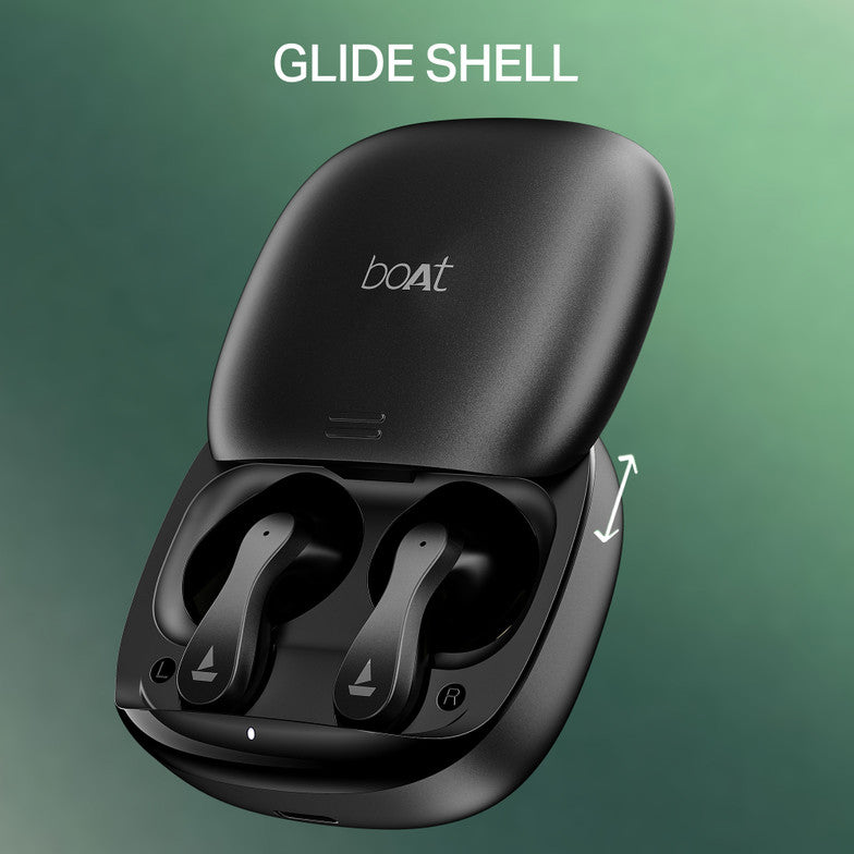 boAt Airdopes 313, Glide Shell, ENx Tech, 75H Battery, Stream Ad Free Music via App Bluetooth Headset (Carbon Black, True Wireless)