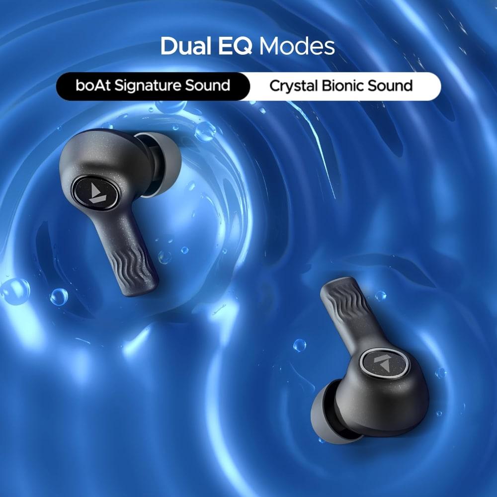 boAt Nirvana Iris Truly Wireless Earbuds, Up to 32 dB Active Noise Cancellation,120 Hrs Playback,Crystal Bionic Sound Powered by HiFi,Beast Mode,ENx Tech,Hearables App (Crystal Black)