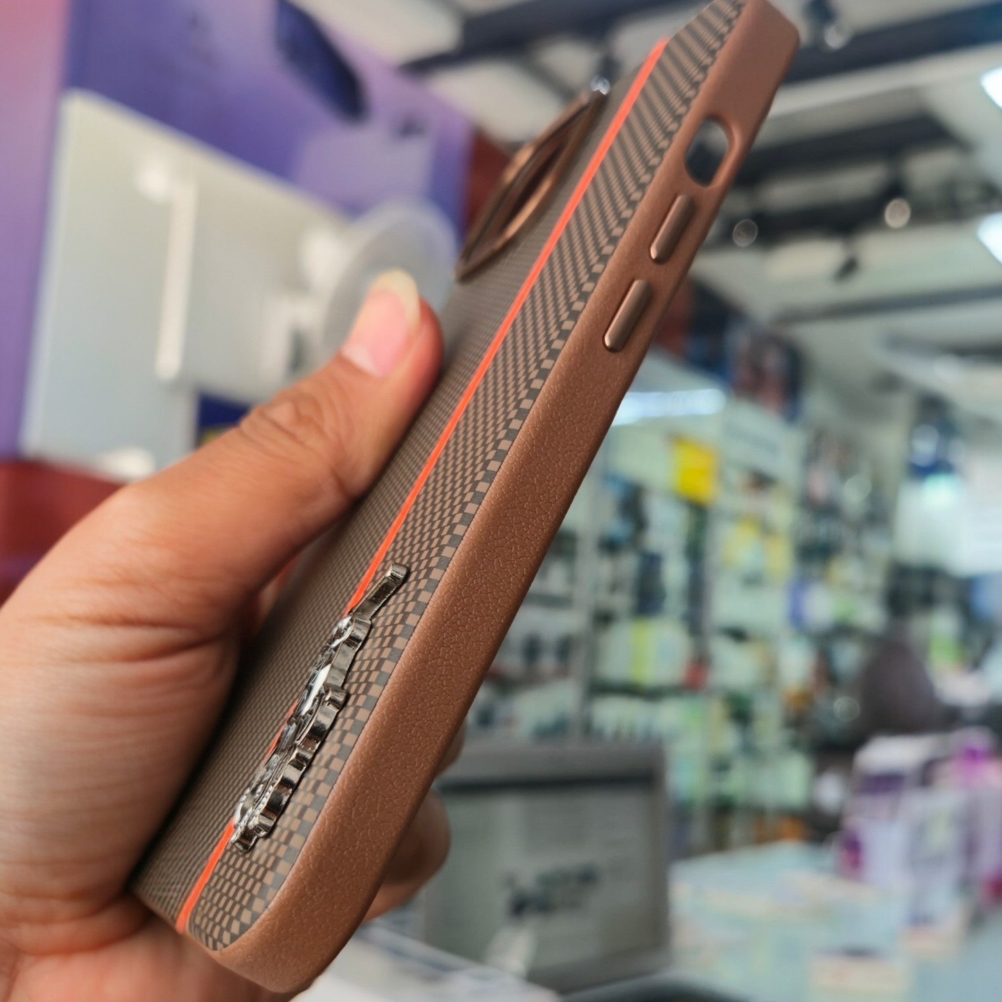 Premium Carbon Fiber Leather Texture Case  with Metal Polo Logo