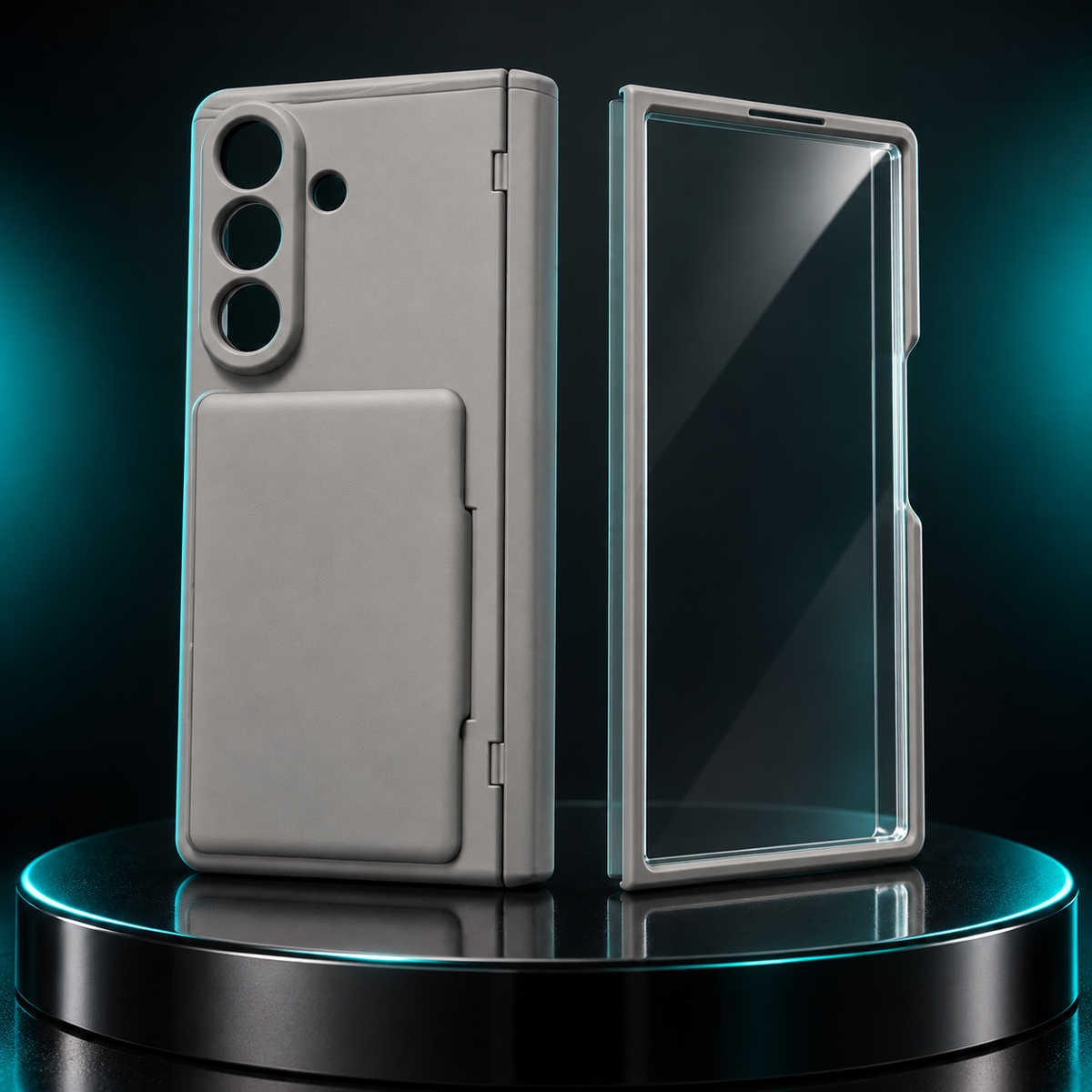 Samsung Galaxy Z Fold8 Ultra Full-Cover Case with Crystal Front & Card Holder