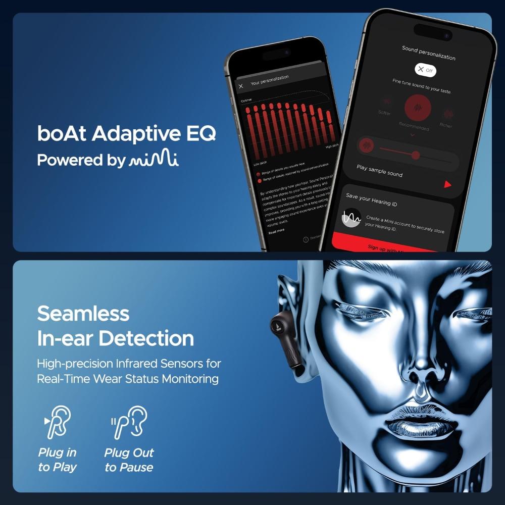 boAt Nirvana Iris Truly Wireless Earbuds, Up to 32 dB Active Noise Cancellation,120 Hrs Playback,Crystal Bionic Sound Powered by HiFi,Beast Mode,ENx Tech,Hearables App (Crystal Black)