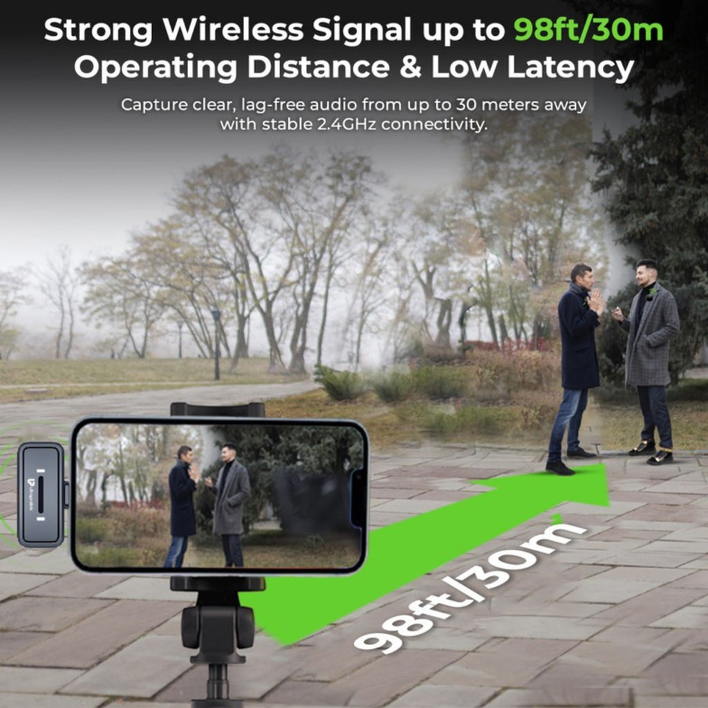 Ultraprolink Sonic Pro Dual Wireless Microphone, AI Noise Reduction, Echo Mode, 98ft Range Microphone