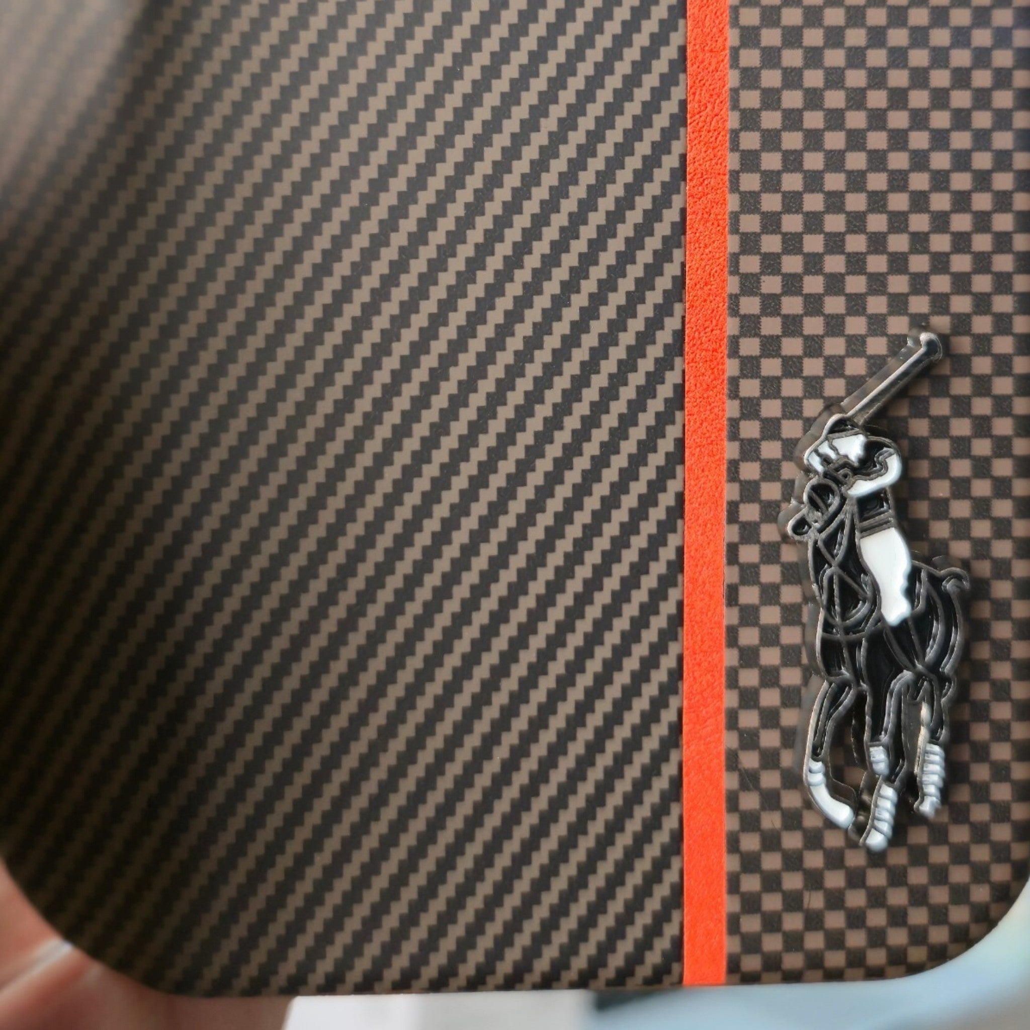 Premium Carbon Fiber Leather Texture Case  with Metal Polo Logo