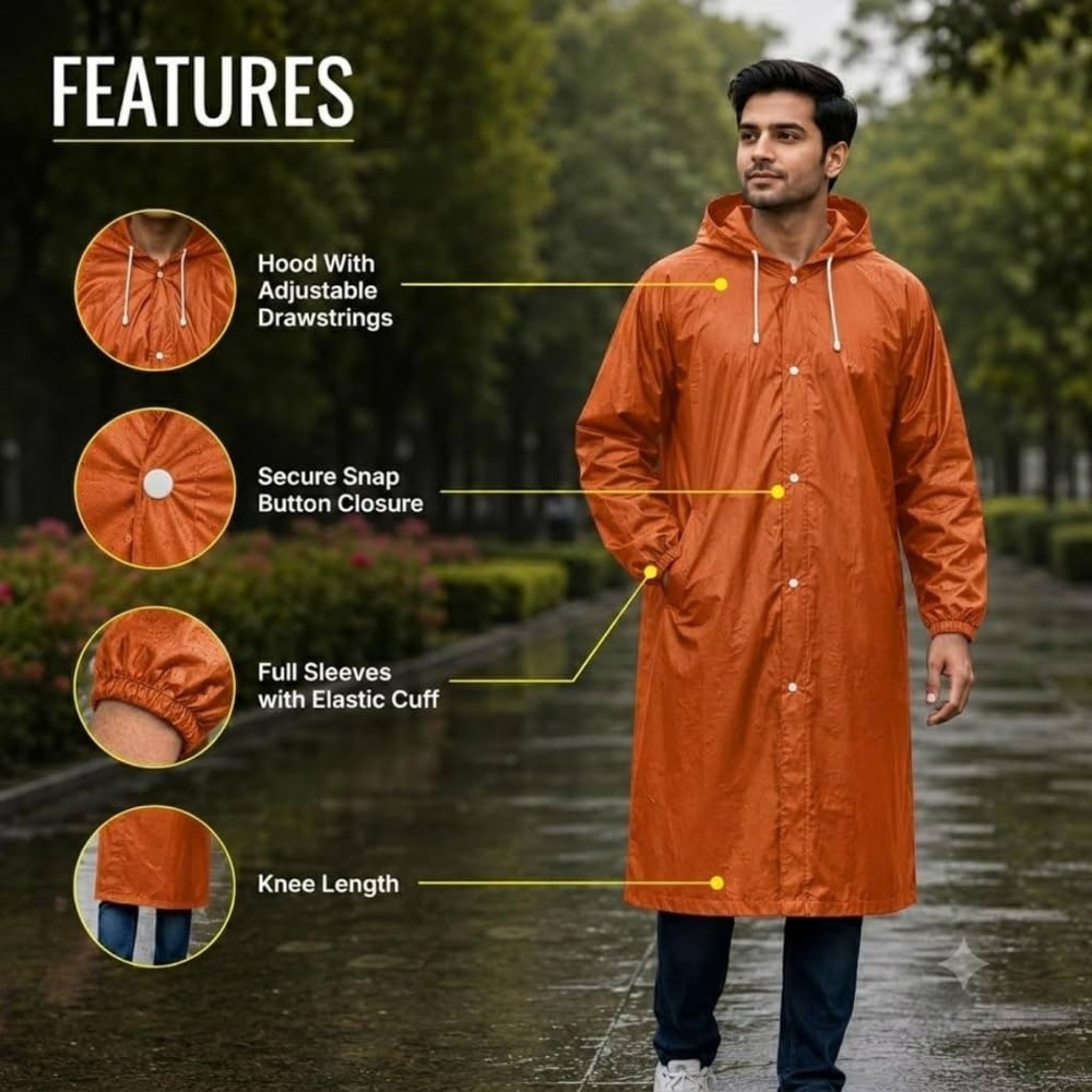 Premium Waterproof Hooded Poncho Raincoat for Men & Women
