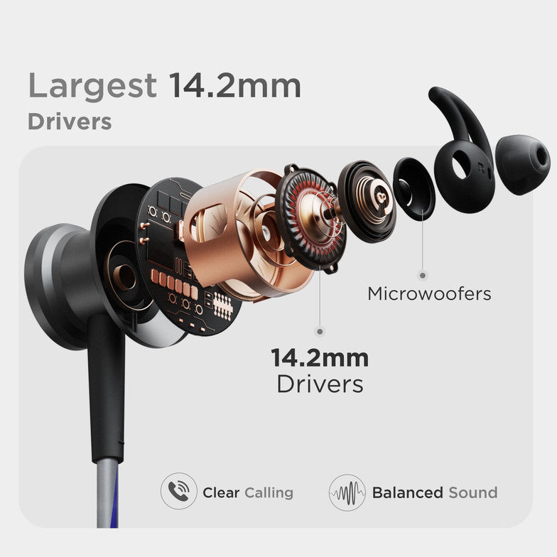 GOBOULT Fcharge with 40H Battery, ENC Mic, Fast Charging, Fast Pairing Bluetooth Headset (Blue, In the Ear)