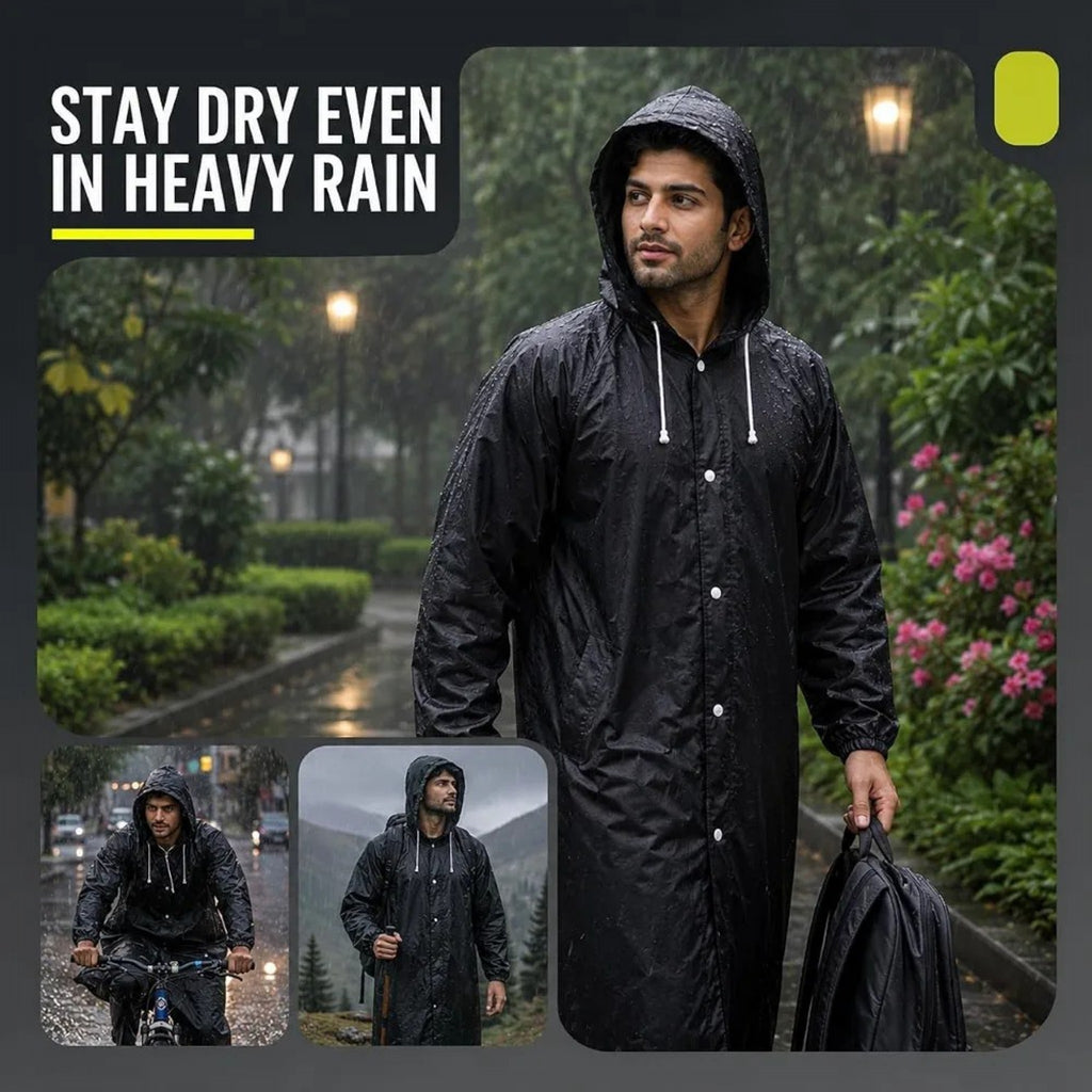 Premium Waterproof Hooded Poncho Raincoat for Men & Women