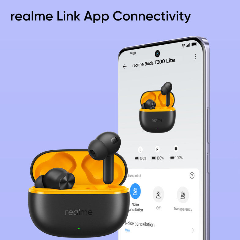 realme Buds T200 Lite Bluetooth in Ear Earbuds,4 Mic, AI ENC for Calls