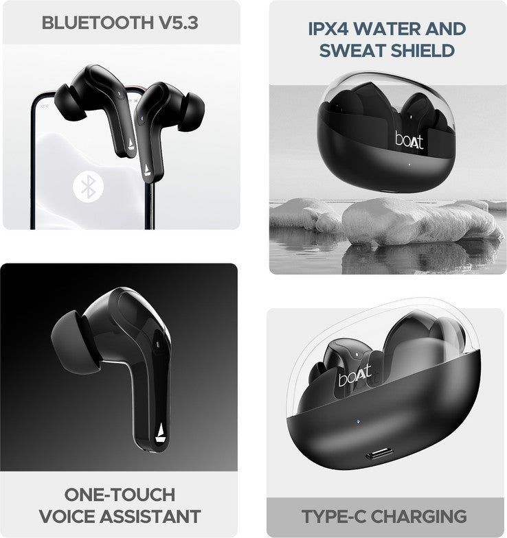 boAt Airdopes 311 Pro w/ 50 HRS Playback, ASAP Charge & Dual Mics ENx Technology Bluetooth Headset (Active Black, True Wireless)