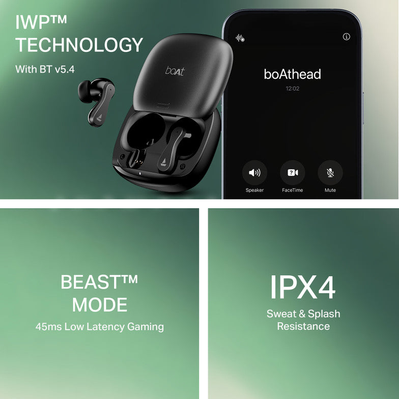 boAt Airdopes 313, Glide Shell, ENx Tech, 75H Battery, Stream Ad Free Music via App Bluetooth Headset (Carbon Black, True Wireless)