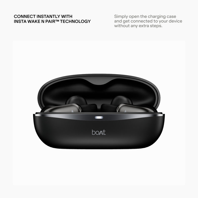 boAt Airdopes Clip OWS Earbuds,Clip-On Fit,Air-Conduction Tech,42H Battery,ENx,BTv6.0 Bluetooth Headset (Noir Black, True Wireless)