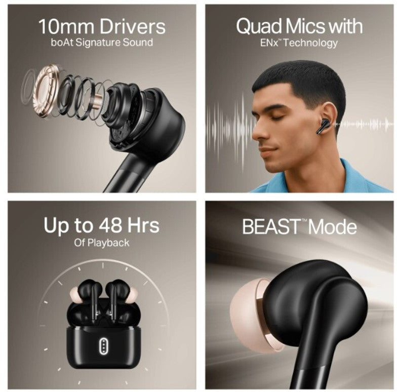 boAt Airdopes 141 Gen 2, 4 Mics ENx Tech,48H Battery,ASAP Charge,Low Latency,BT v5.4 Bluetooth Headset (Active Black, True Wireless)