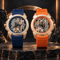 Luxury Skeleton Dial Analog Watch with Silicone Strap – 2 Colours