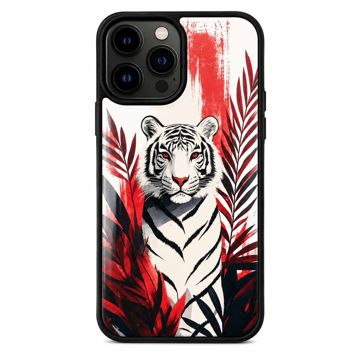 Premium White Tiger Crimson Forest Glossy Back Case