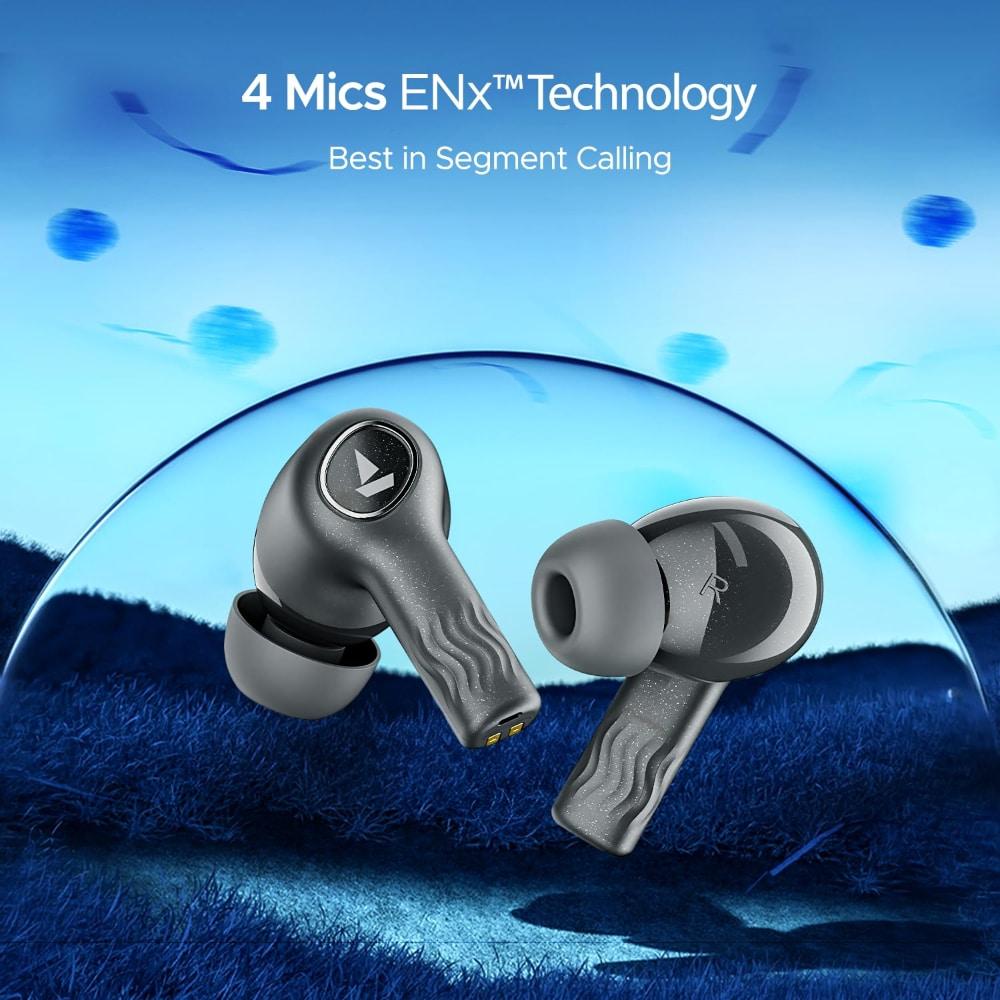boAt Nirvana Iris Truly Wireless Earbuds, Up to 32 dB Active Noise Cancellation,120 Hrs Playback,Crystal Bionic Sound Powered by HiFi,Beast Mode,ENx Tech,Hearables App (Crystal Black)