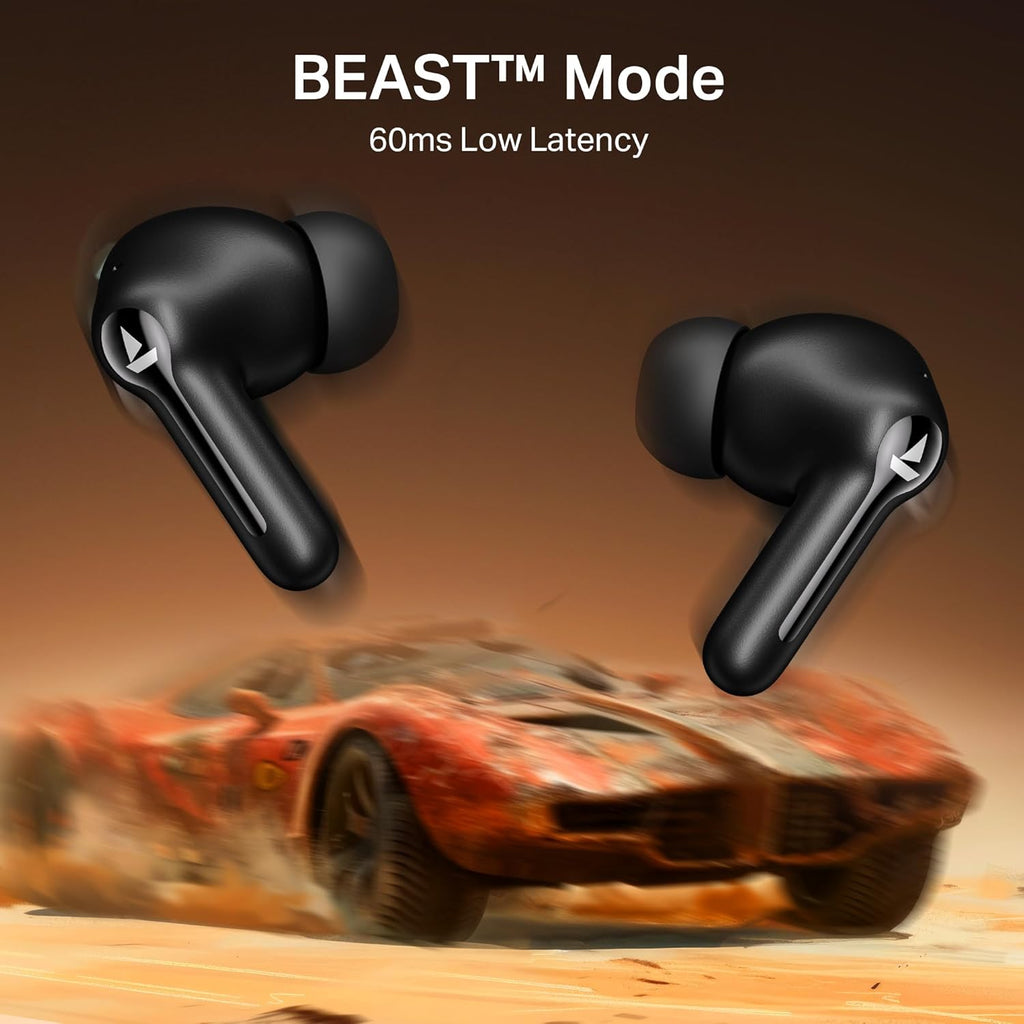 boAt Airdopes Prime 413, 4Mics ENx, 50hrs Battery, Multipoint, App Support, BT v6.0, 12mm Drivers, ASAP Charge, Bluetooth Earbuds, TWS Ear Buds Wireless Earphones with mic (Active Black)
