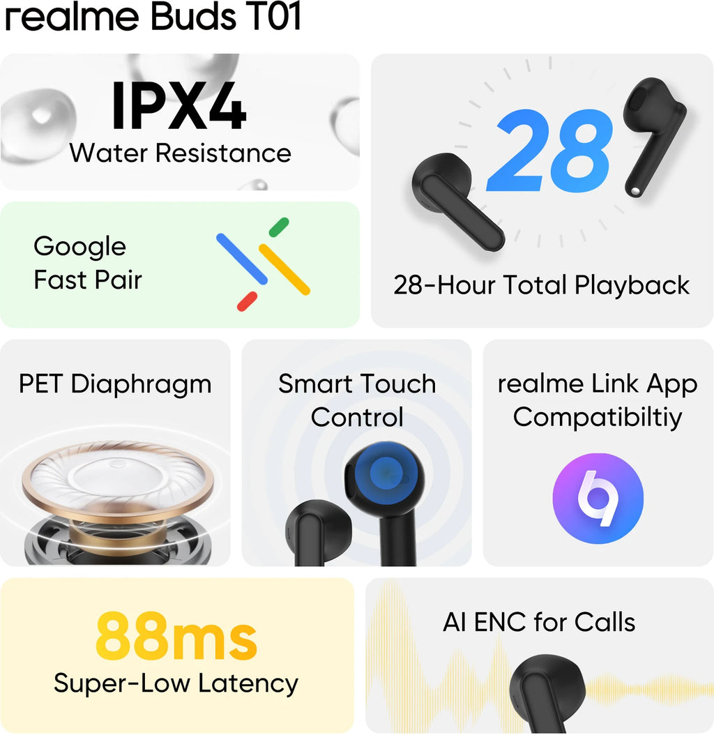 realme Buds T01 with 13mm Driver