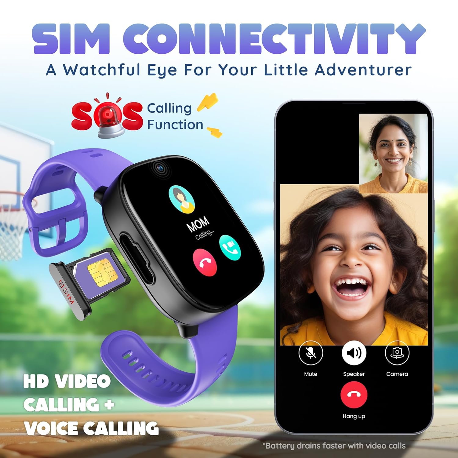 Pebble Junior 4G Kids Smartwatch | GPS Safety Tracking, Parental Control, SOS, Video & Voice Calling