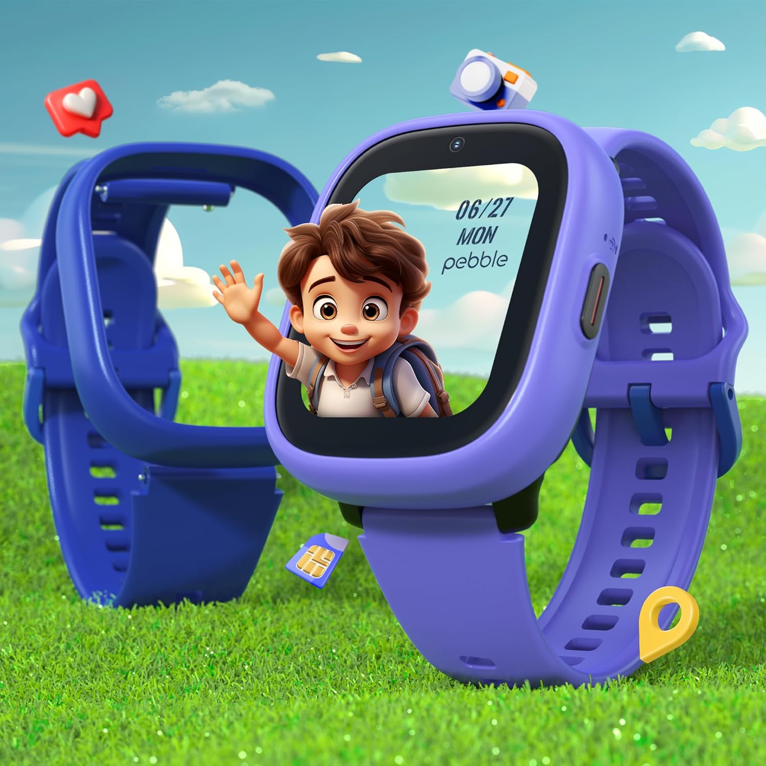 Pebble Junior 4G Kids Smartwatch | GPS Safety Tracking, Parental Control, SOS, Video & Voice Calling