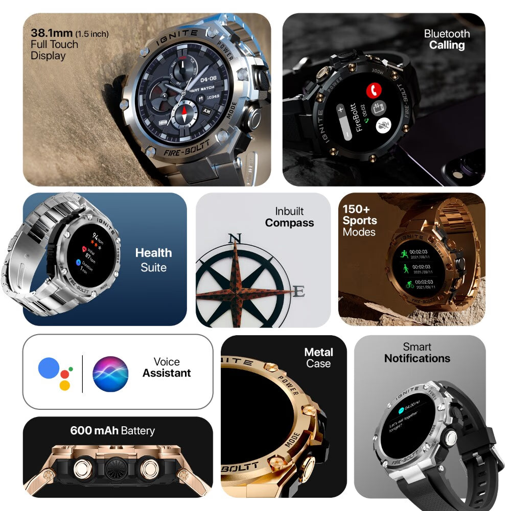Fire-Boltt ASSAULT Smart Watch, 3.81 cm (1.5 inch) BT Calling, Round Touch Display